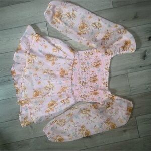 Floral puff sleeve romper